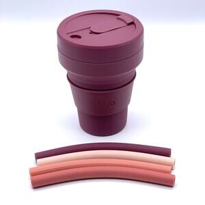Stojo Collapsible Cup w/ 4 Reusable Silicone Straws - New in Box